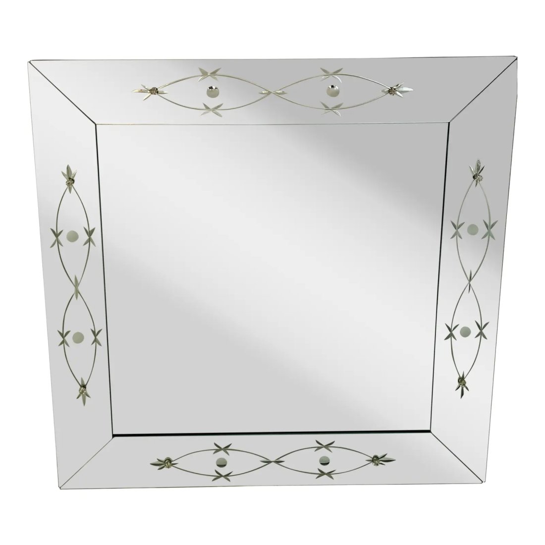 Art Deco Etched Glass Frame Mirror (1 of 9)