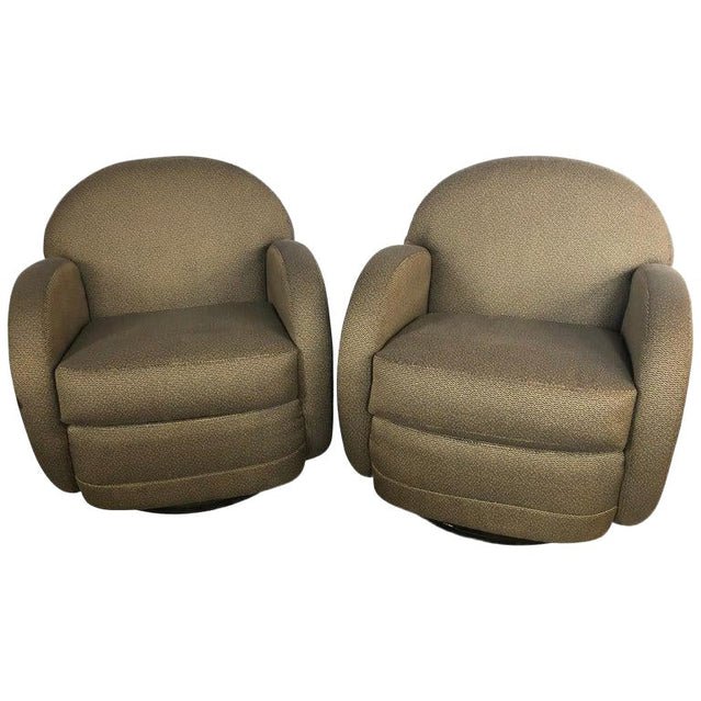 Pace by Directional Leon Rosen Style Mid-Century Modern Swivel Chairs - a Pair (1 of 8)