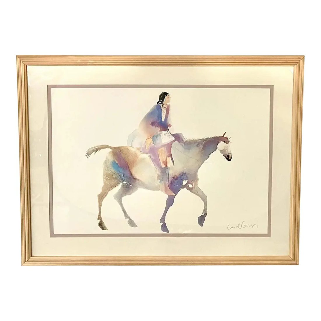 Framed Limited Edition Native American Watercolor Lithograph by Carole Greg (1 of 6)