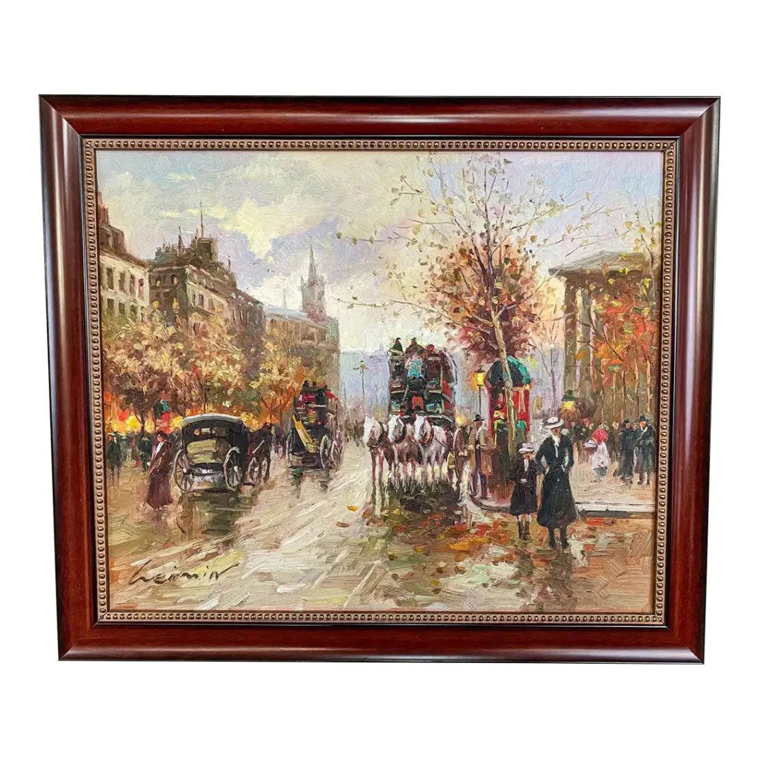 Signed and Framed Mid-Century Cityscape Oil on Canvas Painting (1 of 8)