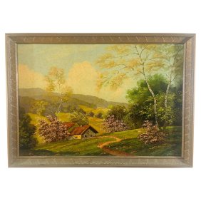 1900's, Oil on Board Impressionstic Landscape Painting Signed Paul Kujal