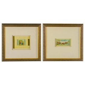 Antique 1940's French Soap label by Victor Vissier, a Pair, Framed and Matted