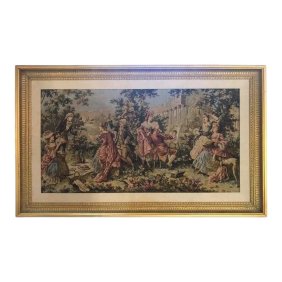 Gobelin French Style Custom Gilt Framed Tapestry