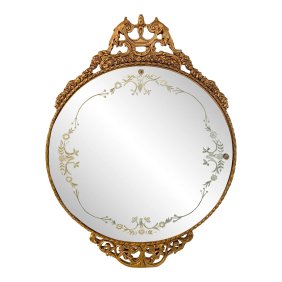 19th Century French Belle Epoque Gilded Circular Etched Glass Mirror