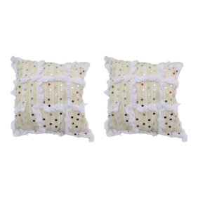 Boho Chic Moroccan Wool White Wedding Pillow, a Pair