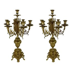 French Louis XVI Style Ormolu Bronze 7 Arms Candelabra, a Pair
