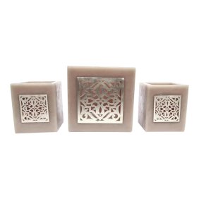 Brown Wax Tealight or Candle Holders Set, 3 Pcs