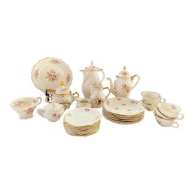 Rosenthal Kronach Viktoria German Porcelain Floral Design Coffee Set, 27 Pieces