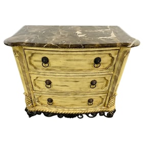 French Empire Style Commode or Dresser with Marble Top & Bronze Lion Head Pulls
