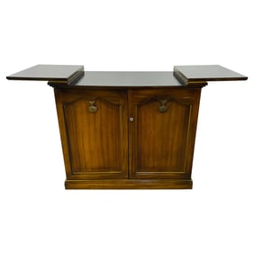 Mid-Century Campaign Style Mahogany Flip Top Dry Bar Cabinet Server or Chest