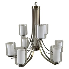 Modern Candle Style Chrome Chandelier - 9 Arms