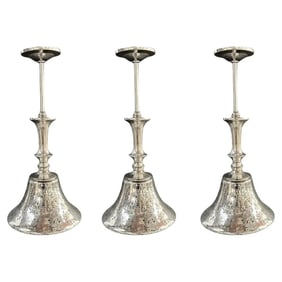 Post Modern style Silver Cone Pendant in Antiqued Finish, Set of 3