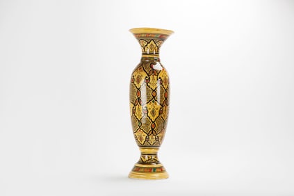 Vintage Moroccan Pottery Yellow Vase