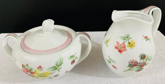 Christian Dior Provence Collection Porcelain Sugar Bowl and Creamer, Set of 2