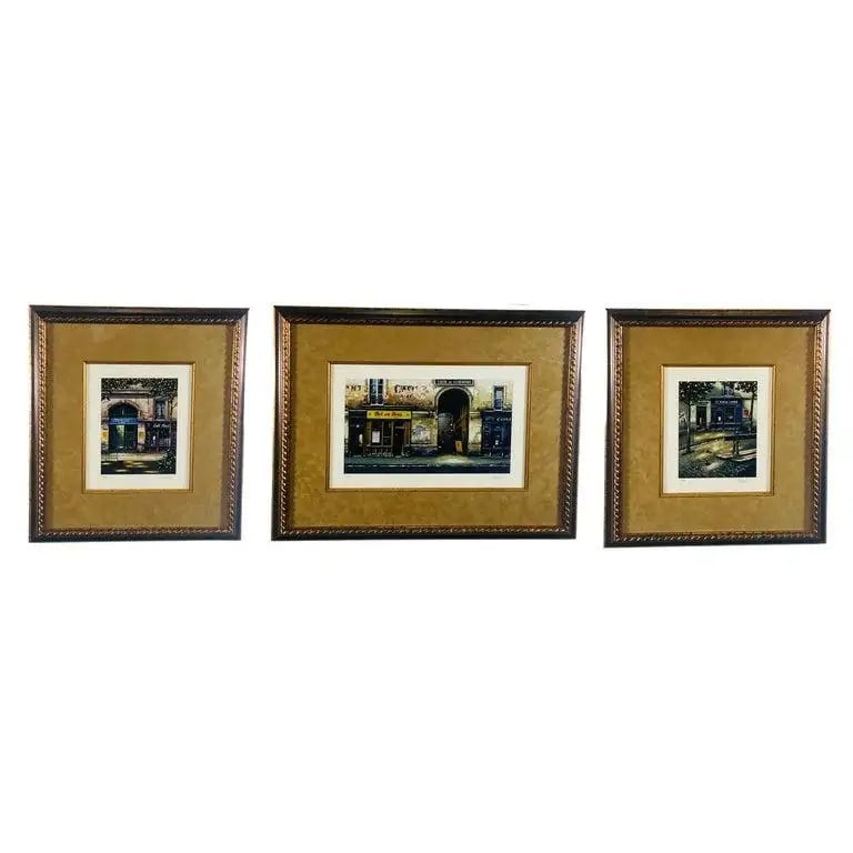 Vintage Print of Parisian Street Scenes, Signed and Numbered, a Set of Three 1990s (1 of 2)