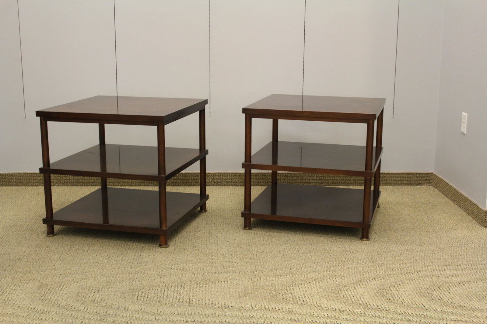 Pair Baker contemporary brass mounted side tables (1 of 7)