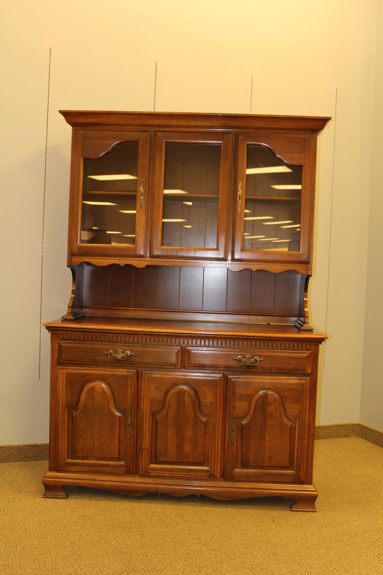 contemporary queen Anne style two part china cabinet (1 of 7)