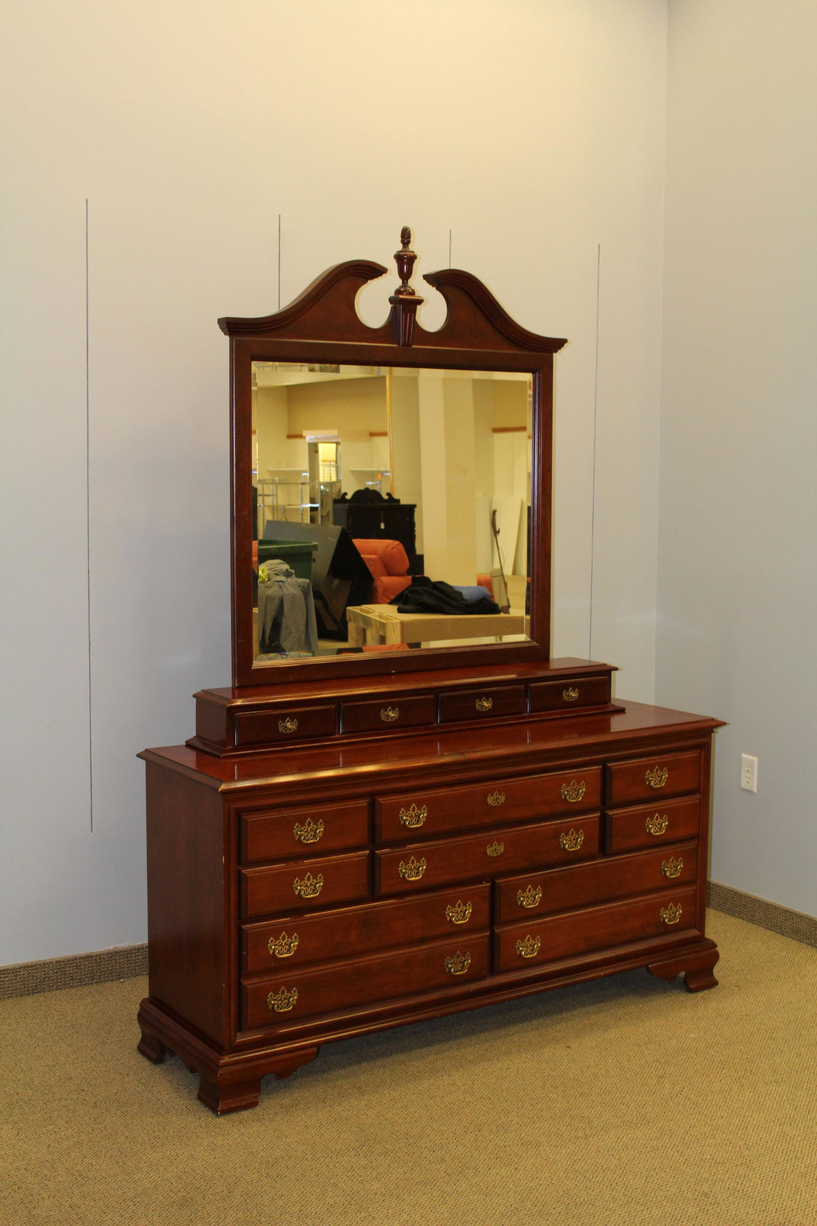 Cont. Chippendale style double dresser with Mirror (1 of 4)