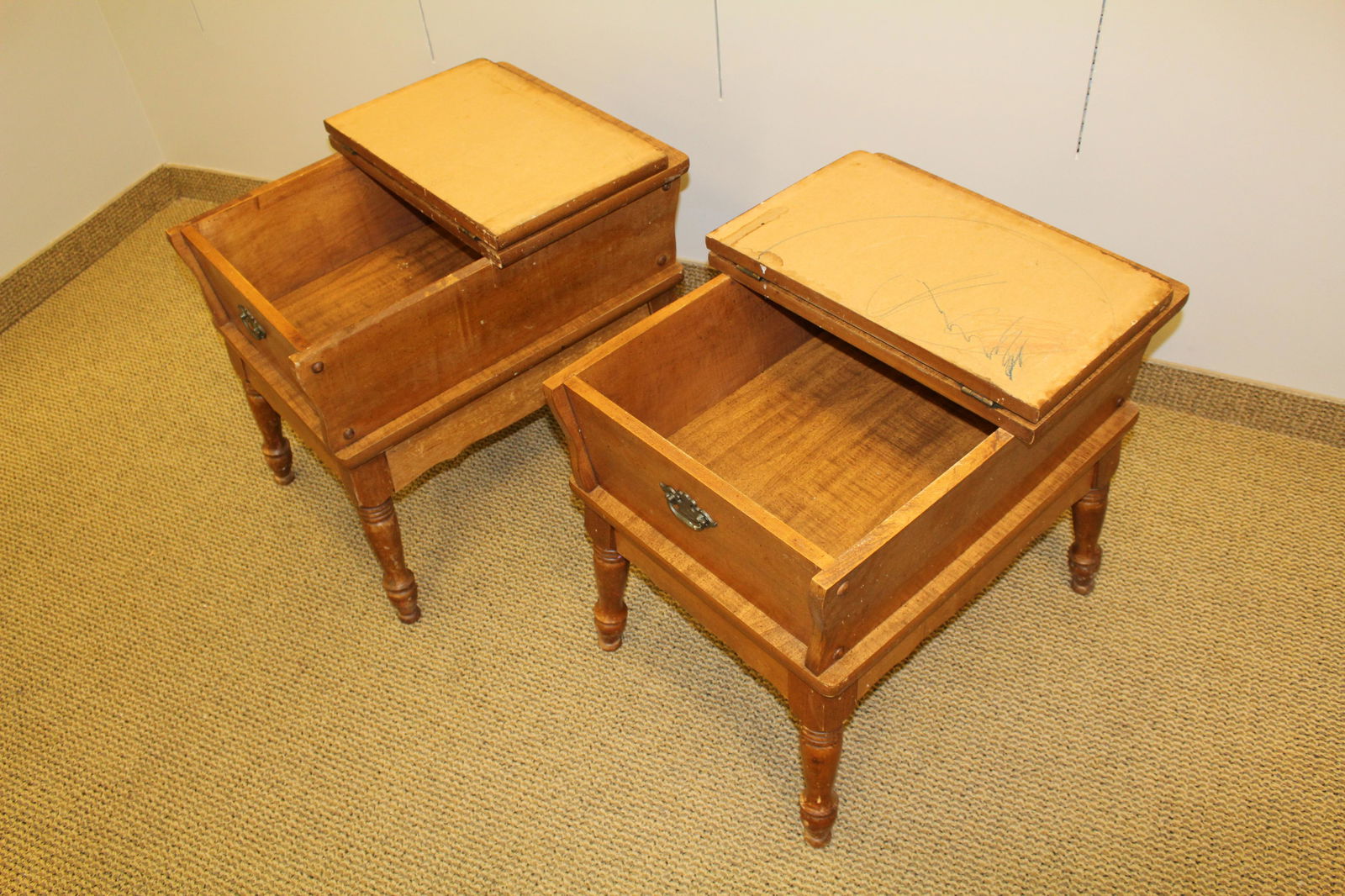 pair turned leg dough trough style side tables (1 of 2)