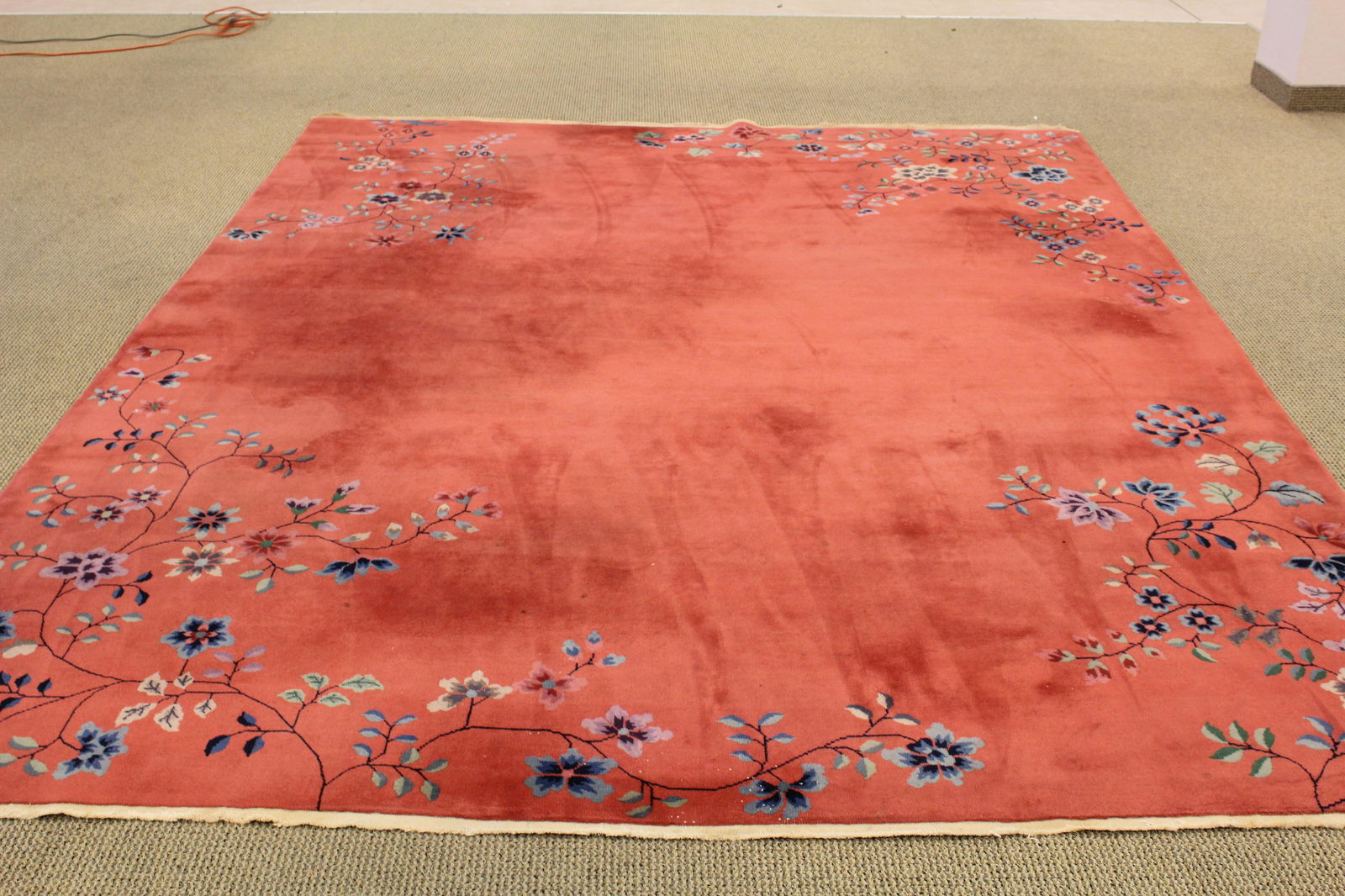Chinese art deco pigeon blood wool carpet (1 of 6)