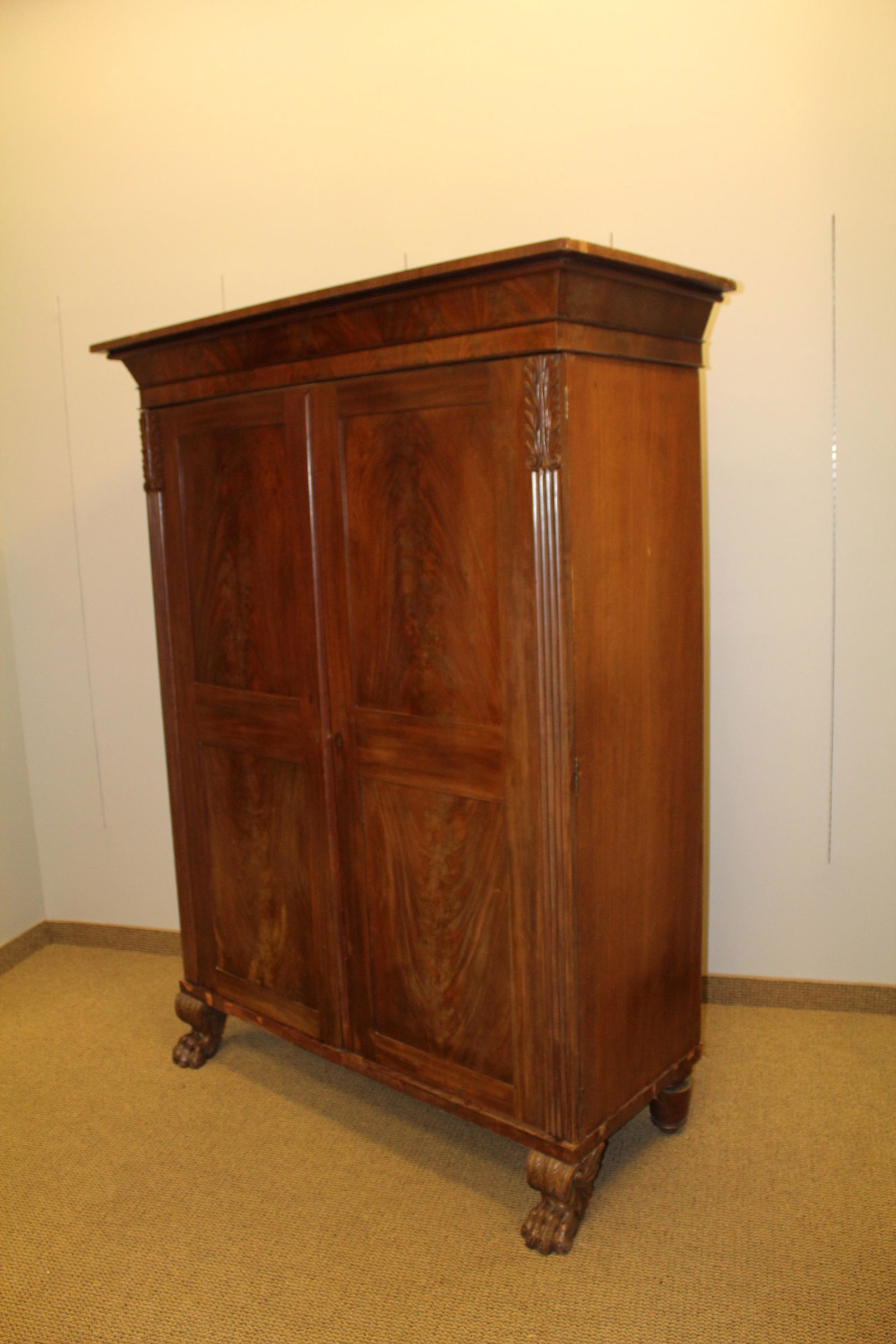 Am.19th C. Neoclassical Carved  2 Door Cabinet (1 of 8)