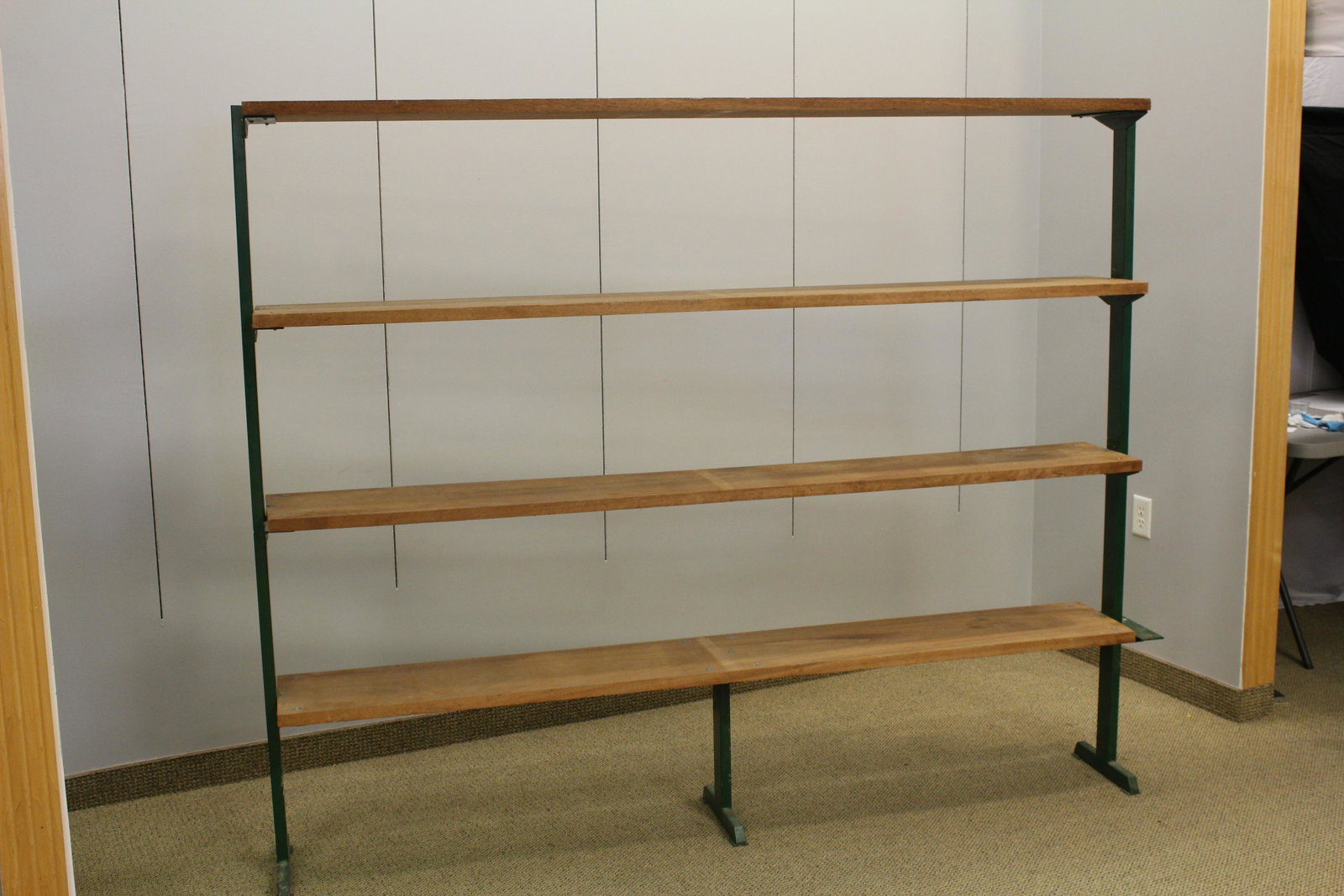 Industrial painted iron 4-tier shelf: CONDITION NOTES: MEASUREMENTS: 84" x 40" x 27"