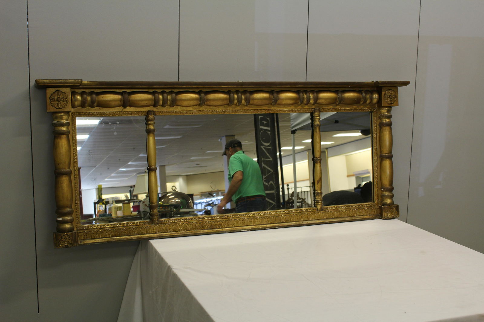 19th C. Boston Neocl Carved/Gilt Overmantle Mirror 64" (1 of 9)