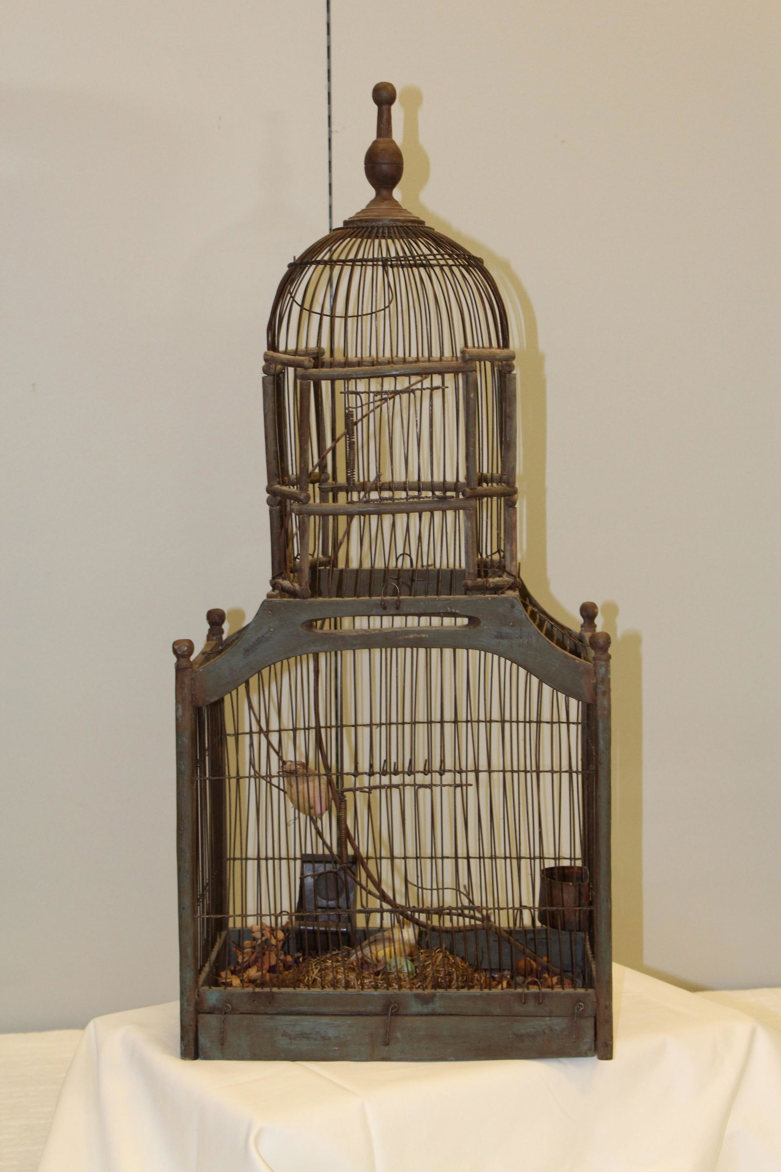 Vintage wooden and metal birdcage, decorative (1 of 6)