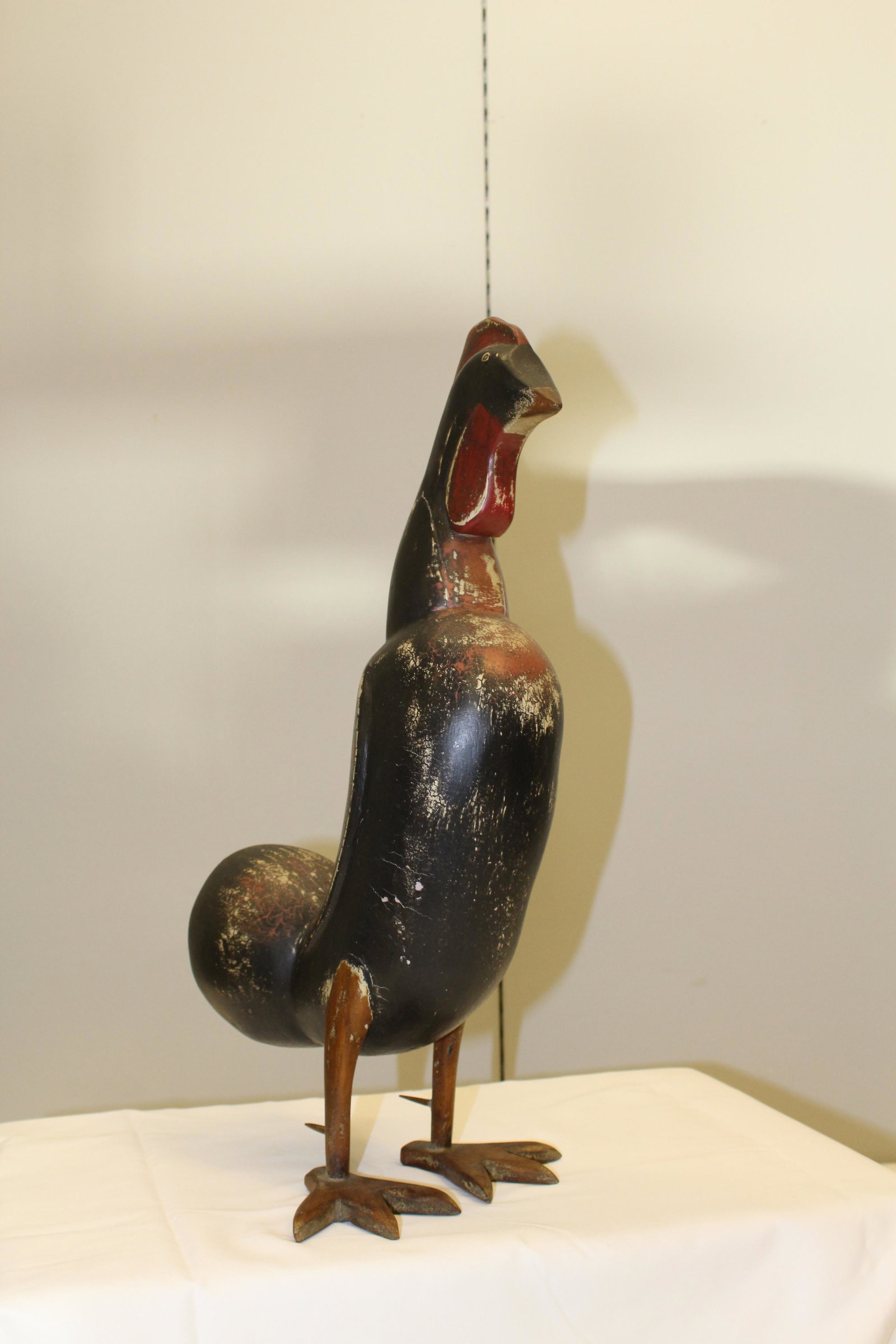 Wooden Rooster with very sharp spurs, Farmhouse and: Primitive Wooden rooster, with sharp spurs, MEASUREMENTS: 19 1/2" x 10" x 9"