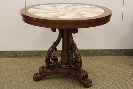 Marble Mosaic Round Table: 30.25" x 38" round