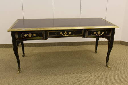 Baker Louis XV Style Brass Mounted Ebonized Desk