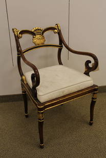 Rist Regency Style Parcel Gilt Arm Chair: 35.25" x 22.75 x 22"