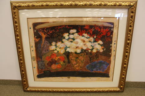 Red and White Flowers" Signed Wentworth Gallery Signed: 31.5" x 39.5"