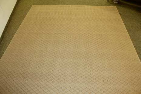 Custom Camel Bound Wool Lattice Carpet: 120" x 155"