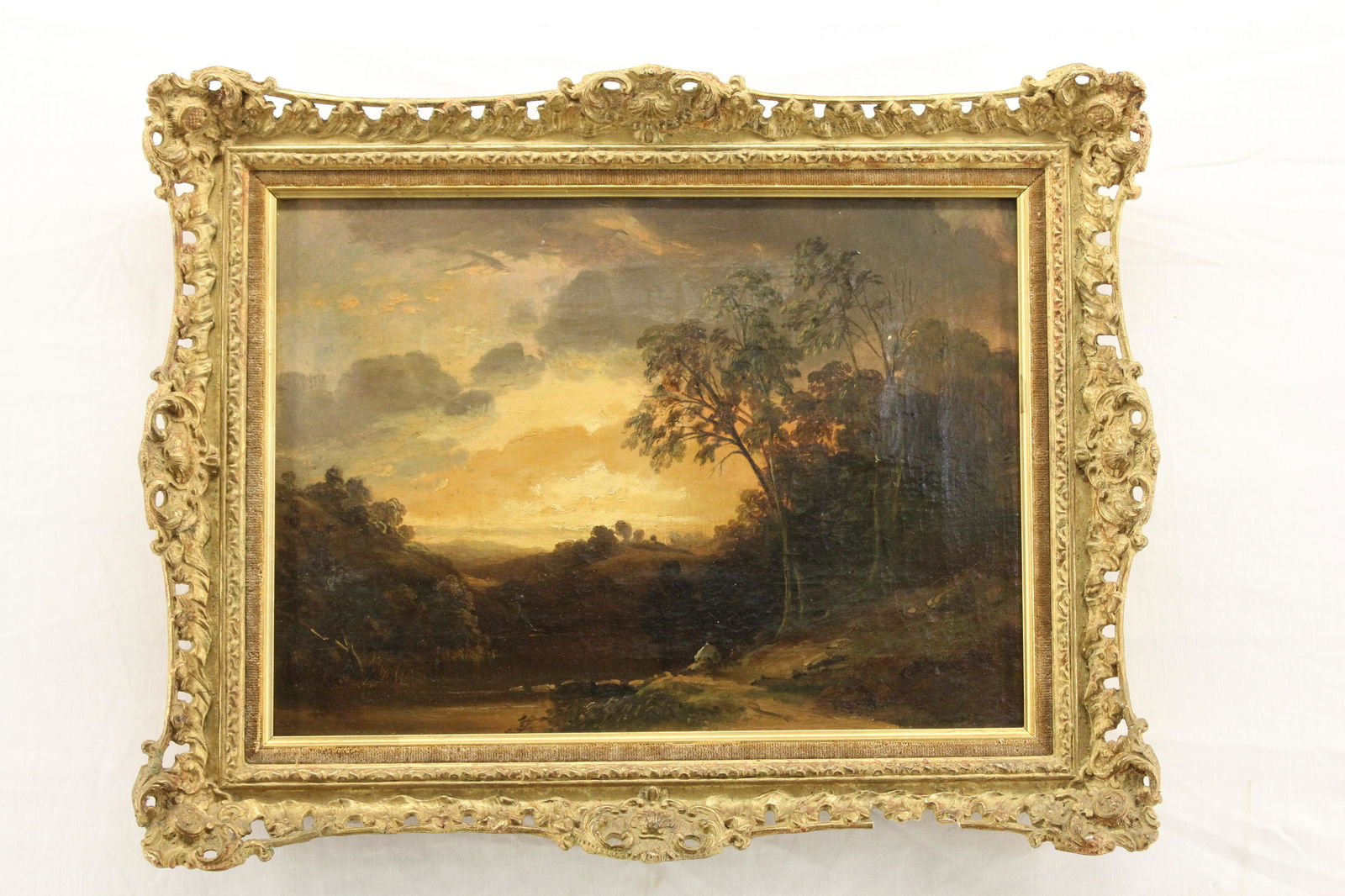 Samuel Bough Oil Painting Landscape: 17.25" Wide x 12.5" High