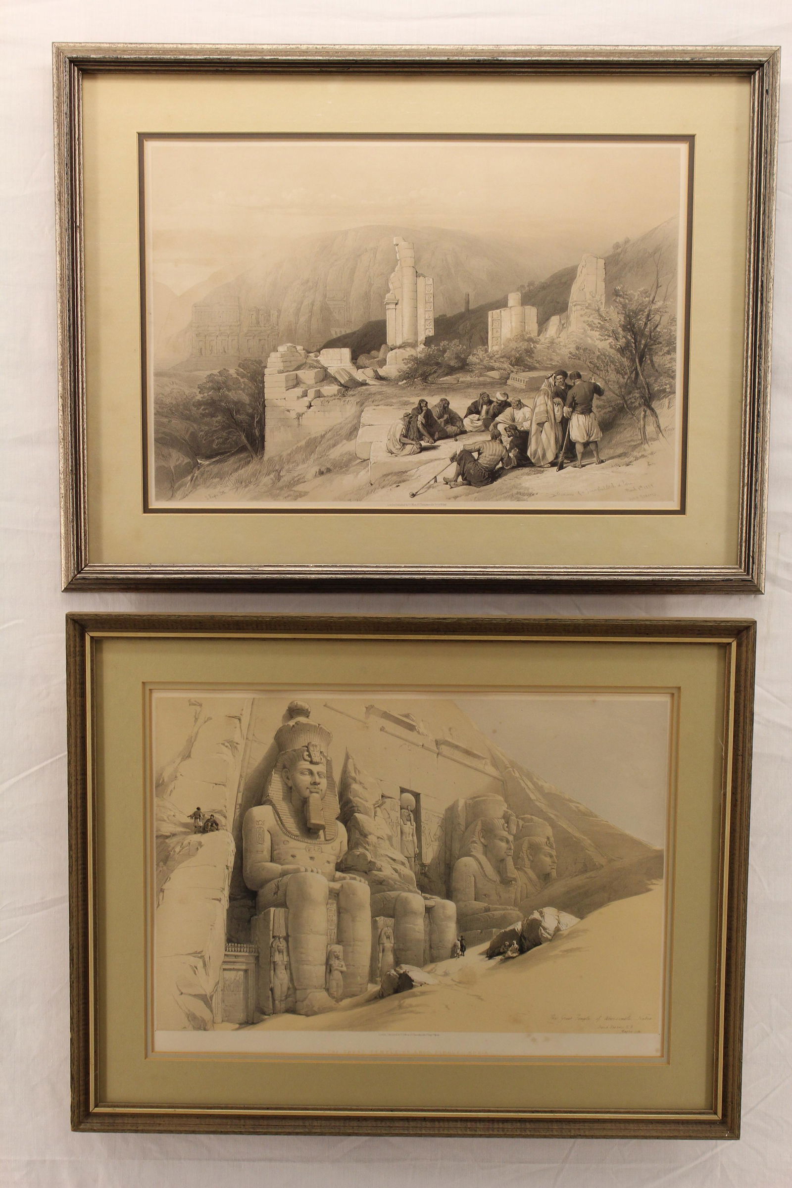 2 Rare Prints of Egypt Signed "David Roberts, RA": 19.25" x 18.75"