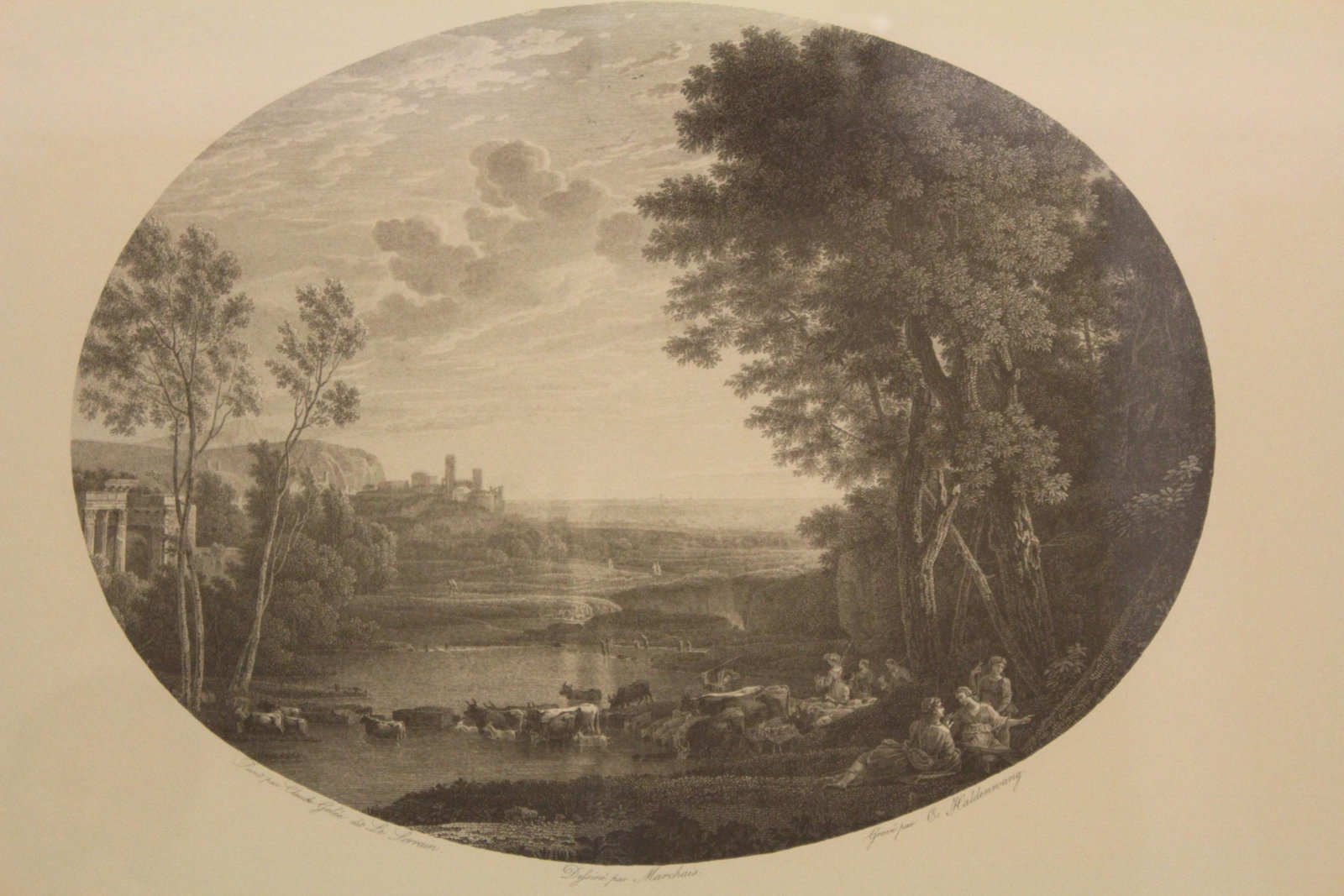Engraving by C. Haldennang "Marchais": 24.5" x 28.75" John Richard