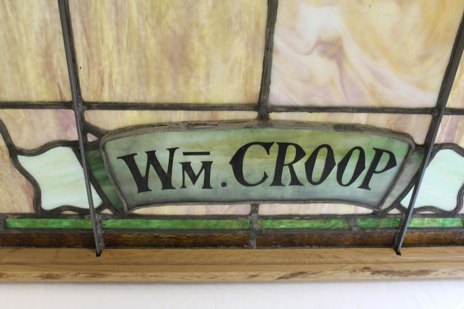 Stained Glass Window Mounted in Wood Frame (1 of 2)