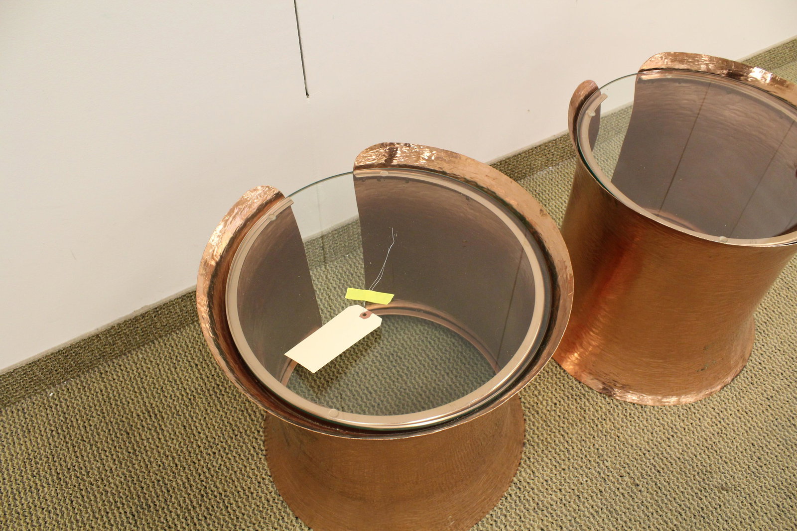 Pair of Copper & Glass Side Tables Global View (1 of 7)