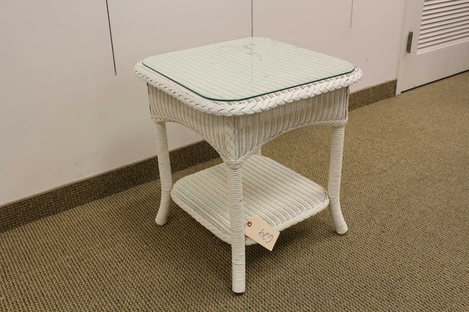 White Wicker Side Table (1 of 4)