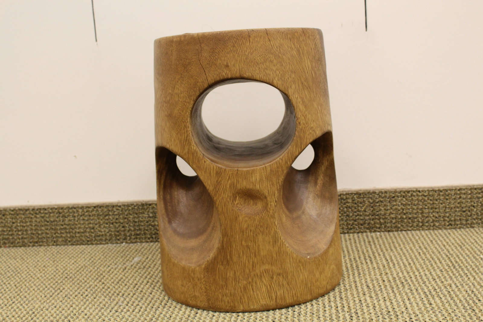 Carved Solid Wood Block Stand or Stool (1 of 4)