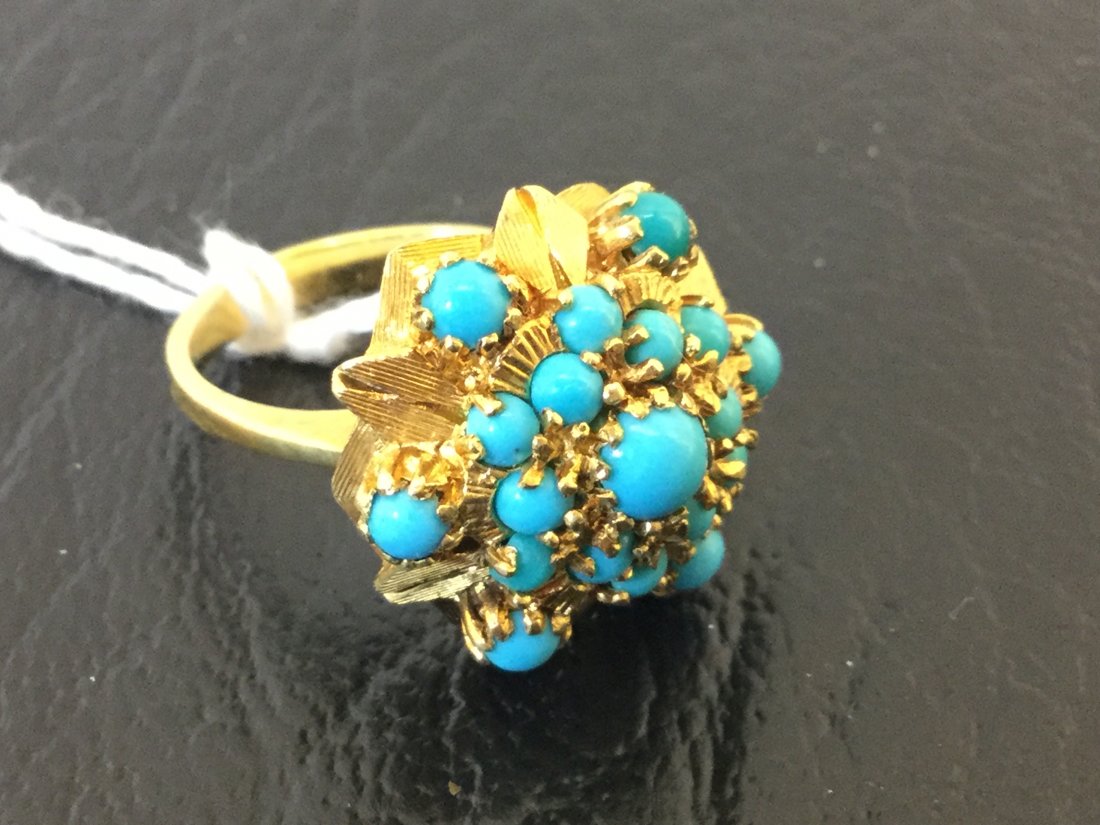 18K Gold Ring Size 4.5 Turquoise 9g (1 of 3)