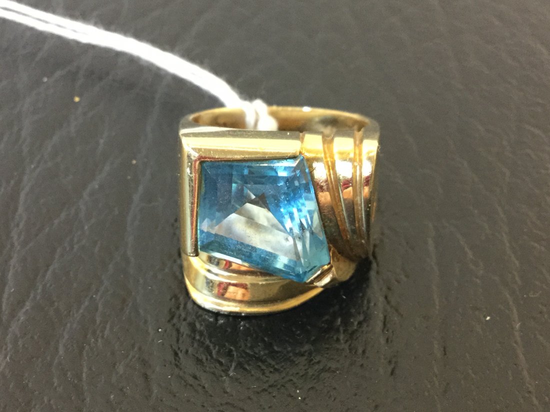 14K Gold Ring Aquamarine Size 7 12g (1 of 2)
