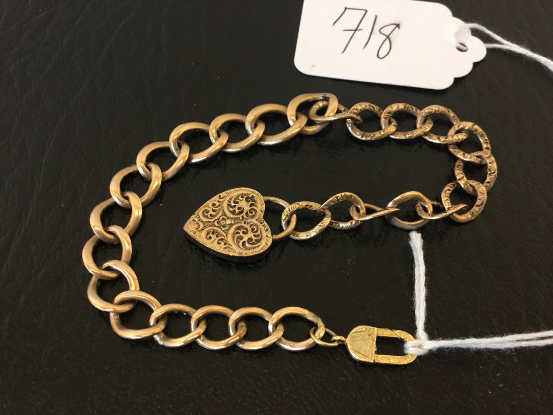 14K Gold Link Heart Clasp Bracelet 10g (1 of 1)