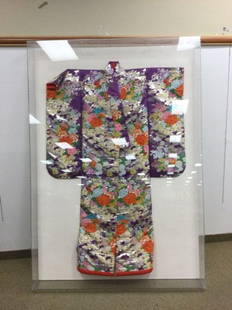 Framed Japanese Kimono: 20thC, custom frames in lucite