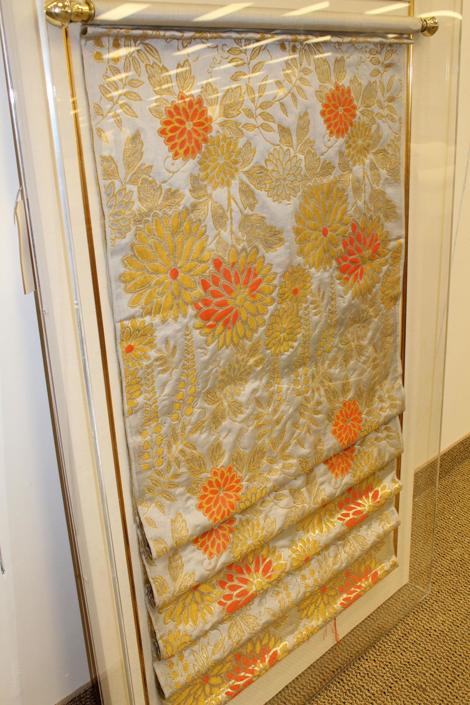 Gold and Silver Japanese Obi Framed (1 of 1)