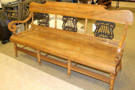 American Empire Triple Back Maple and Iron Bench