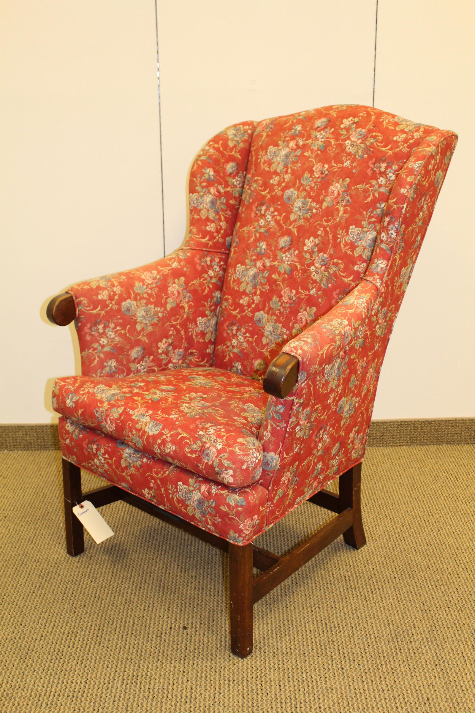 Red Upholstered Wing Back Chair (1 of 1)