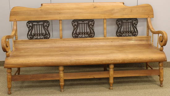 American Empire Triple Back Bench: Cast Iron back inserts