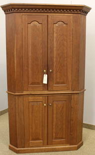 Chippendale Style 4 Door Corner Cabinet: Peter Kramer; Pine